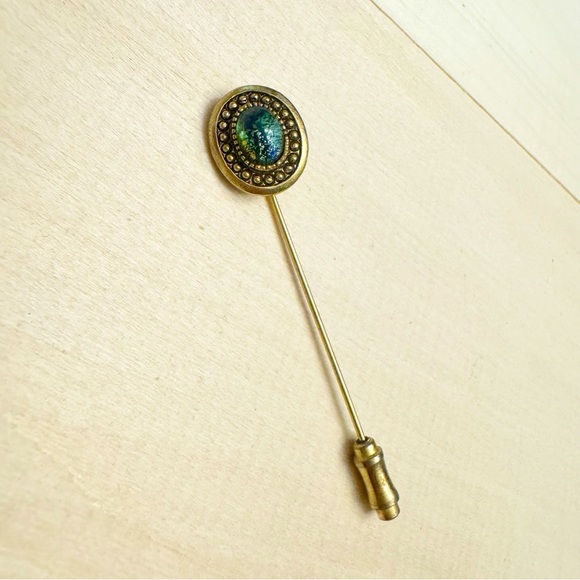 Vintage Other - Vintage Dragons Breath Stickpin Golden Jelly Opal Victorian Raised Relief
